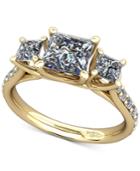 Diamond Ring Mount (1/2 Ct. T.w.) With Claw-set Diamond Accents In 14k Gold