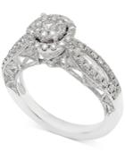 Diamond Pave Engagement Ring (1 Ct. T.w.) In 14k White Gold