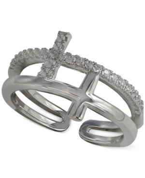 Giani Bernini Cubic Zirconia Double Cross Ring In Sterling Silver, Only At Macy's