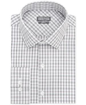 Kenneth Cole Reaction Slim-fit Performance Brick Multi Check Dress Shirt