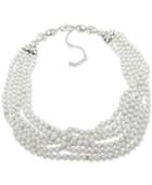 Jenny Packham Silver-tone Imitation Pearl & Crystal Multi-strand Collar Necklace, 16 + 2 Extender