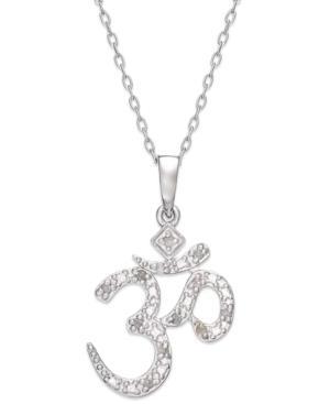 Diamond Om Pendant Necklace In Sterling Silver (1/10 Ct. T.w.)