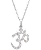Diamond Om Pendant Necklace In Sterling Silver (1/10 Ct. T.w.)