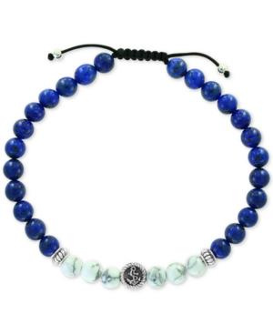 Effy Men's Lapis Lazuli (6mm) & Howlite (6mm) Nylon Cord Bolo Bracelet In Sterling Silver
