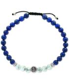 Effy Men's Lapis Lazuli (6mm) & Howlite (6mm) Nylon Cord Bolo Bracelet In Sterling Silver