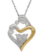 Diamond Accent Mom And Infant Pendant Necklace In Sterling Silver And 14k Gold