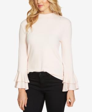 1.state Ruffled-sleeve Rib Knit Top