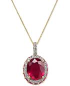 Ruby (3-9/10 Ct. T.w.) And White Sapphire (1/6 Ct. T.w.) Pendant Necklace In 10k Gold