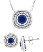2-pc. Set Lab-created Sapphire (2 Ct. T.w.) & White Sapphire (1/2 Ct. T.w.) Pendant Necklace & Stud Earrings Set In Sterling Silver (also In Lab-created Ruby)