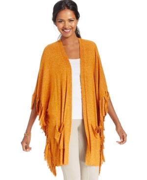 All @ Once Heathered Fringe-trim Cardigan