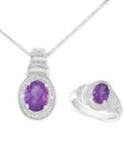 Amethyst (2-1/10 Ct. T.w.) And Diamond Accent Pendant Necklace And Matching Ring Set In Sterling Silver