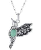 Manufactured Turquoise Hummingbird Necklace In Sterling Silver