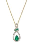 Emerald (3/4 Ct. T.w.) And Diamond (1/5 Ct. T.w.) Pendant Necklace In 14k Gold