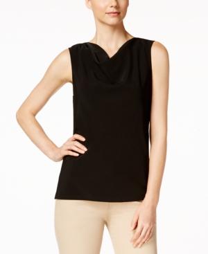 Kasper Knit Draped-neck Top