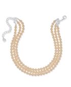 Charter Club Silver-tone Pink Imitation Pearl Triple-row Choker Necklace, Created For Macy's