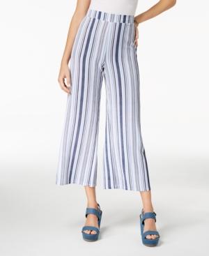 Ultra Flirt By Ikeddi Juniors' Striped Cropped Wide-leg Pants