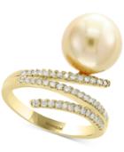 Pearl By Effy Cultured South Sea Pearl (11mm) & Diamond (1/5 Ct. T.w.) Ring In 14k Gold