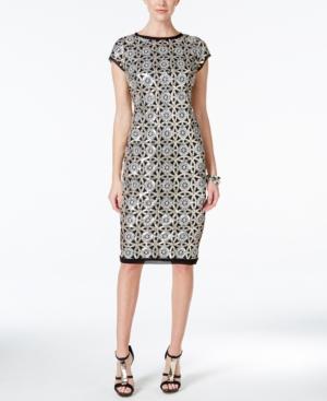 Vince Camuto Crew-neck Sequin Sheath Dress