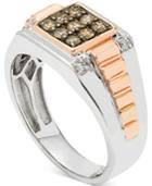 Men's Diamond Two-tone Ring (1/2 Ct. T.w.) In 10k White And Rose Gold