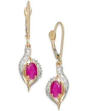 Ruby (1-1/5 Ct. T.w.) & Diamond (1/3 Ct. T.w.) Drop Earrings In 14k Gold