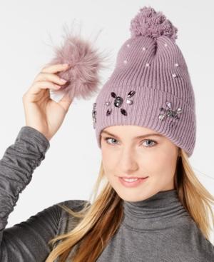 Echo Embellished Beanie With Pom Pom, Created For Macy's