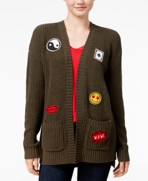 Hippie Rose Juniors' Patch Open-front Cardigan