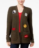 Hippie Rose Juniors' Patch Open-front Cardigan