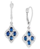 Sapphire (1 Ct. T.w.) And Diamond (3/8 Ct. T.w.) Drop Earrings In 14k White Gold