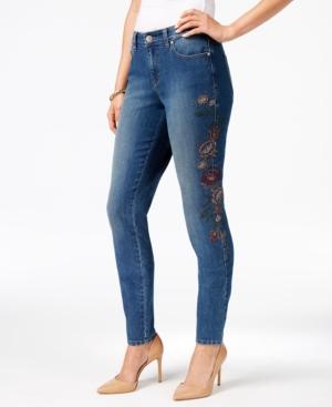Style & Co Curvy Embroidered Skinny Jeans, Created For Macy's