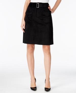 Catherine Catherine Malandrino Vernon Belted Faux-suede A-line Skirt