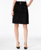 Catherine Catherine Malandrino Vernon Belted Faux-suede A-line Skirt