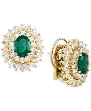 Rare Featuring Gemfields Certified Emerald (1-9/10 Ct. T.w.) And Diamond (2-1/3 Ct. T.w.) Stud Earrings In 14k Gold