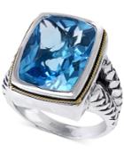 Effy Blue Topaz Ring (12-1/3 Ct. T.w.) In Sterling Silver And 18k Gold