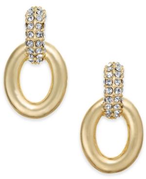 Charter Club Small Gold-tone Pave Link Drop Earrings, .8, Created For Macy's