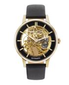 Kenneth Cole New York Men's Automatic Black Leather Strap Watch 44mm
