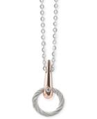 Charriol White Topaz Accent Circle Drop 18 Pendant Necklace In Pvd Stainless Steel & Rose Gold-tone