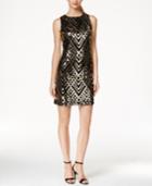 Jessica Howard Lattice-print Sequin Sheath Dress