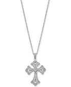Diamond Cross Pendant Necklace (1/7 Ct. T.w.) In Sterling Silver