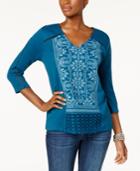 Style & Co Embroidered Swing Top, Created For Macy's