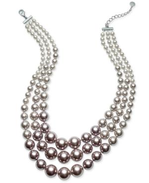 Charter Club Silver-tone Three-row Ombre Beaded Collar Necklace, Only At Macy's