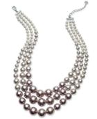 Charter Club Silver-tone Three-row Ombre Beaded Collar Necklace, Only At Macy's