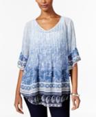 Style & Co. Petite Mixed-print Pintucked Blouse, Only At Macy's