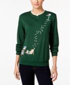 Alfred Dunner Petite Holiday Classics Dog Graphic Sweater