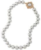 Carolee Gold-tone Gray Imitation Pearl Collar Necklace