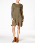 Ultra Flirt Juniors' Long-sleeve Striped Shirt Dress
