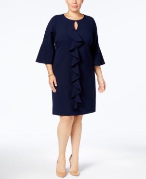 Jessica Howard Plus Size Ruffled Bell-sleeve Shift Dress