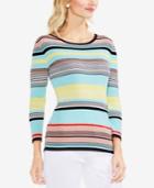 Vince Camuto Cotton Striped Ribbed Sweater