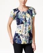 Style & Co. Floral-print Pleated Top, Only At Macy's