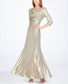 Tahari Asl Cowl-neck Metallic Gown