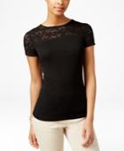 American Living Short-sleeve Lace-yoke Top, Only At Macy's